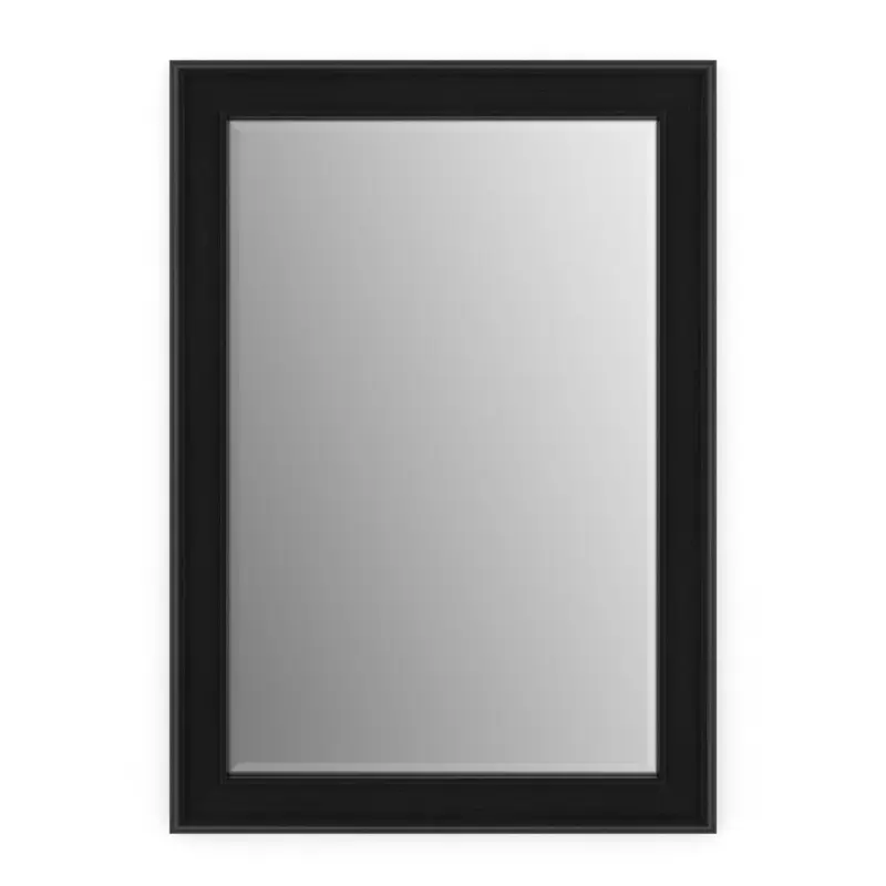33 in. W x 47 in. H (L1) Framed Rectangular Deluxe Glass Bathroom Vanity Mirror in Matte BlackWeathered Wood / 23.2389
