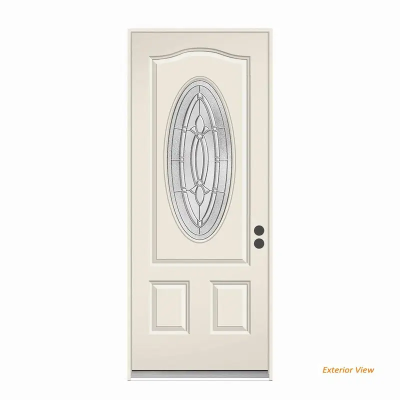 36 in. x 80 in. 3/4 Oval Lite Blakely Primed Steel Prehung Left-Hand Inswing Front DoorPrimed / 36 x 80 / Left-Hand/Inswing