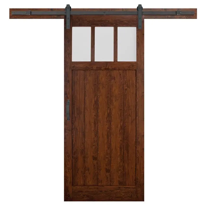 36 in. x 84 in. Craftsman 3-Lite Auburn Interior Sliding Barn Door Slab with Hardware Kit100 / each