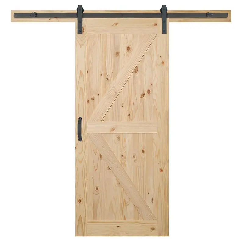 36 in. x 84 in. K-Bar Knotty Pine Wood Interior Sliding Barn Door Slab with Hardware Kit80 / each