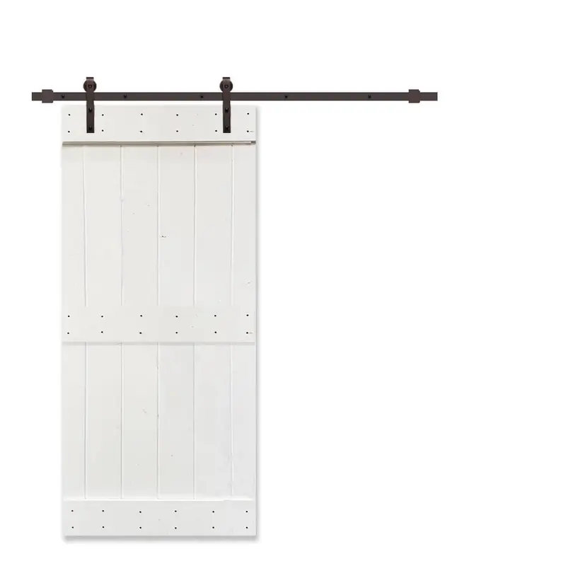 36 in. x 84 in. Mid-Bar White Knotty Pine Wood Interior Sliding Barn Door With Hardware KitWalnut / 38 x 84 / Bronze