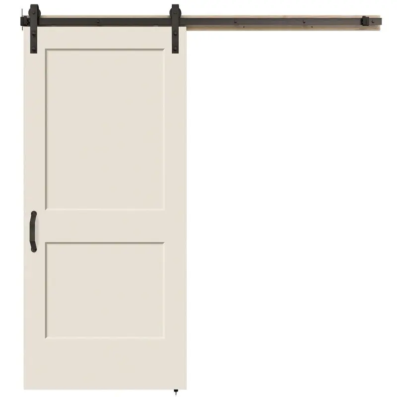 36 in. x 84 in. Monroe Primed Smooth Molded Composite MDF Barn Door with Rustic Hardware KitPrimed / 36 x 84 / Black