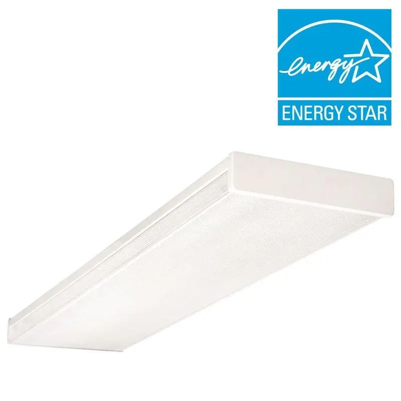 4-Light White Fluorescent Wraparound Steel Ceiling Fixture with Clear Prismatic Acrylic Lens11.75 / each