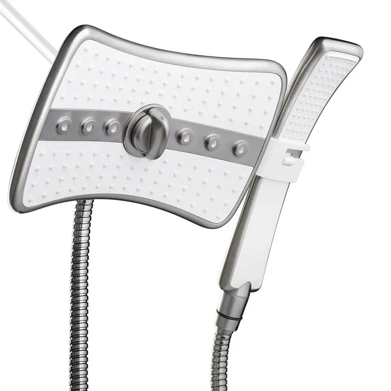 4-spray 9 in. Dual Shower Head and Handheld Shower Head in Titanium Silver2.3 / box
