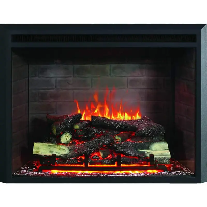 43 in. Classic Brick Background LED Touch Recessed Wall Electric Fireplace 400sq Ft in Black55 / box