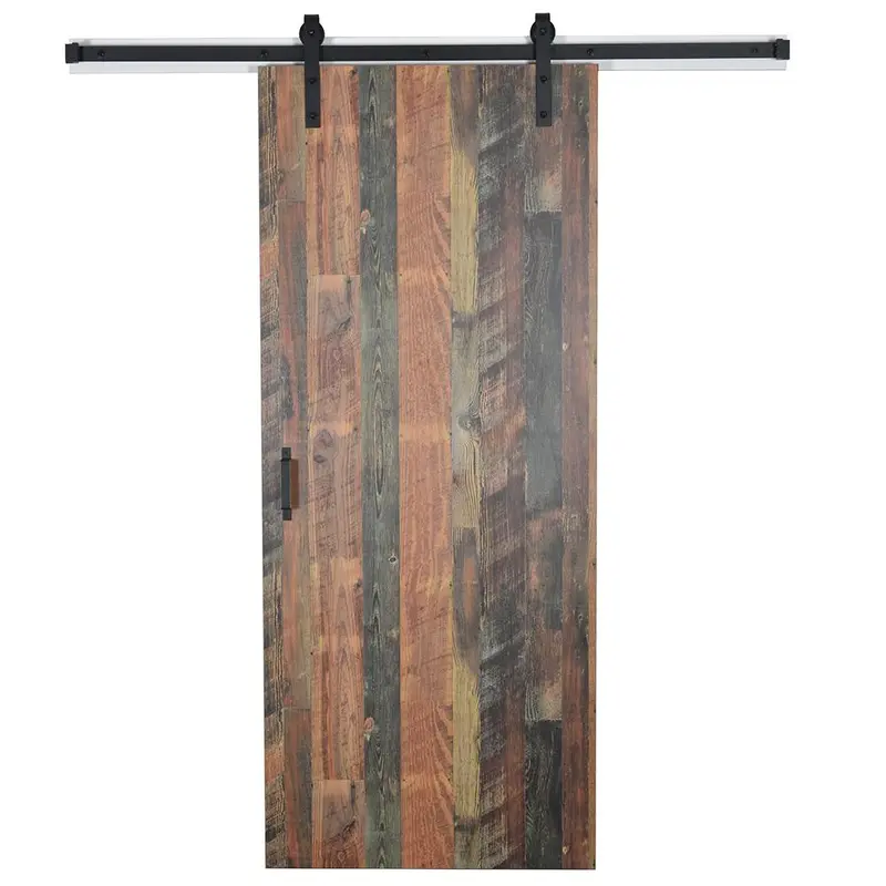 43 in. x 84 in. Antique Bourbon Pine 8215-12 Solid Core Wood Flush Barn Door with Sliding Door Hardware Kit114 / each