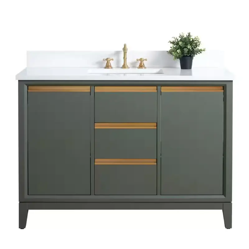48 in. W x 22 in. D x 34 in. H Single Sink Bathroom Vanity in Vintage Green with Engineered Marble Top