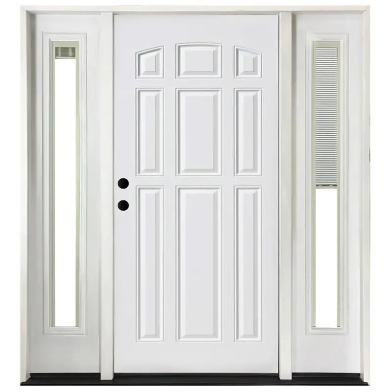 68 in. x 80 in. 9 Panel Primed White Right-Hand Steel Prehung Front Door with 14 in. Mini Blind Sidelites 6 in. WallWhite Primed / 60 x 80 / Right-Hand/Inswing