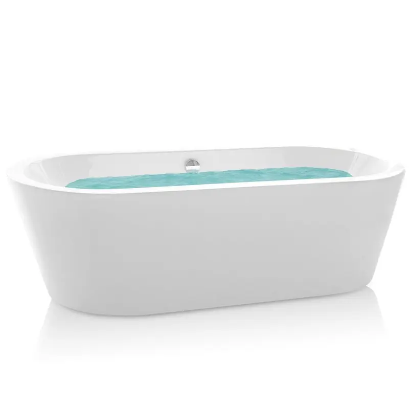70.8 in. Acrylic Pop Up Drain Oval Double Ended Flatbottom Freestanding Bathtub in White