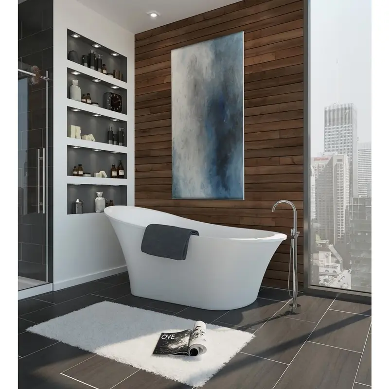 Aiden 70 in. Acrylic Flatbottom Non-Whirlpool Bathtub in White and Faucet Combo in Chrome