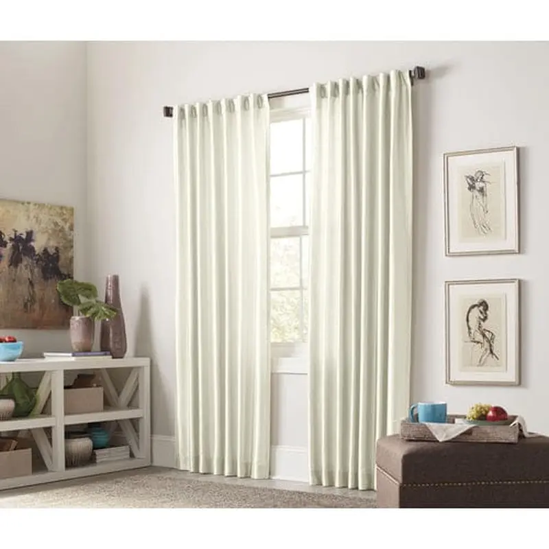 allen   roth Glenellen 95-in Ivory Polyester Light Filtering Interlined Single Curtain Panel