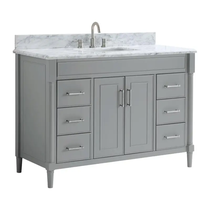 allen   roth Perrella 49-in Light Gray Single Sink Bathroom Vanity with Carrera White Natural Marble TopWhite