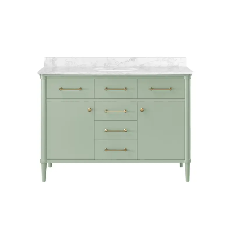allen   roth Rian 48-in Sea Green Undermount Single Sink Bathroom Vanity with White Engineered Stone Top