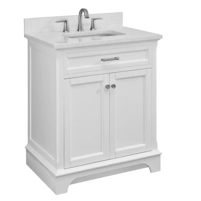 allen   roth Roveland 30-in White Single Sink Bathroom Vanity with Terrazzo Engineered Stone Top