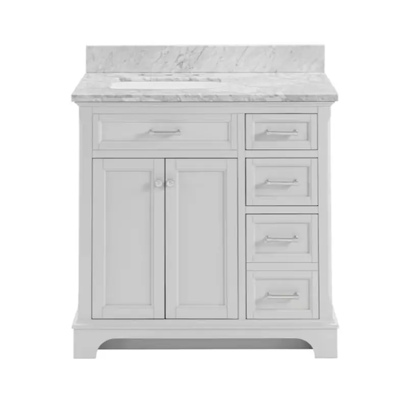 allen   roth Roveland 36-in Light Gray Undermount Single Sink Bathroom Vanity with Carrara Natural Marble Top
