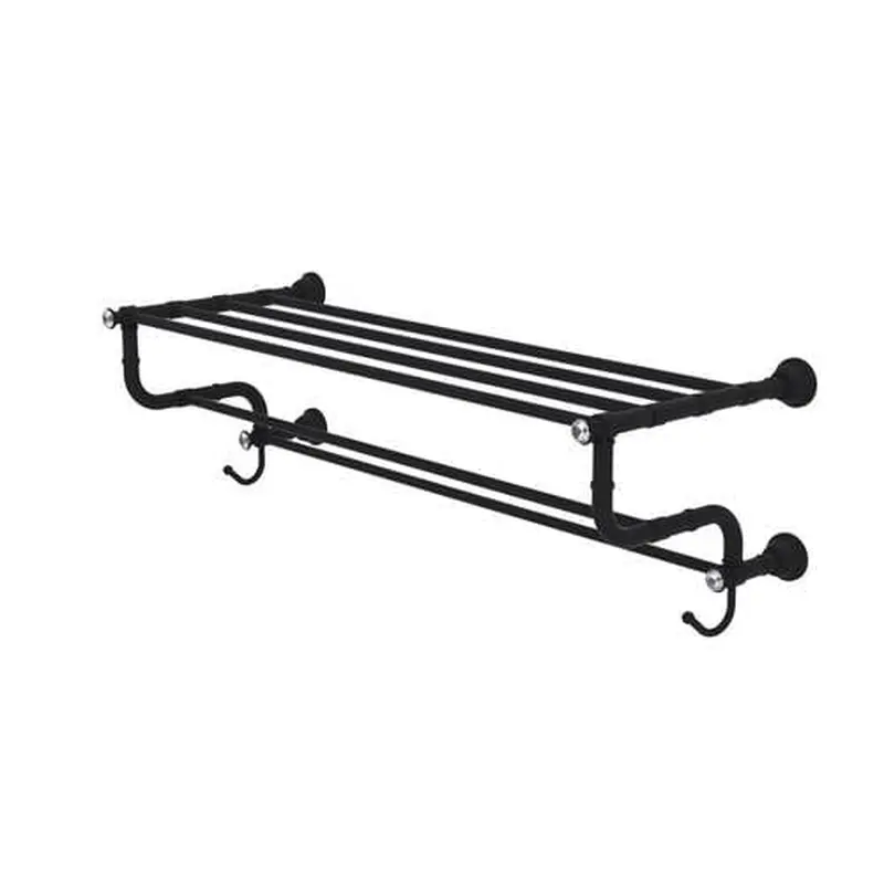 Allied Brass Carolina Crystal Collection 36-in Towel Shelf with Double Towel Bar in Matte Black