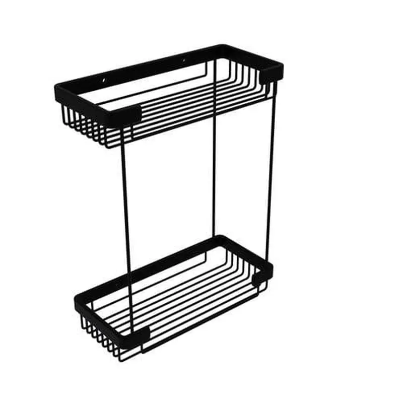 Allied Brass Double Tier Rectangular Toiletry Shower Basket in Matte Black