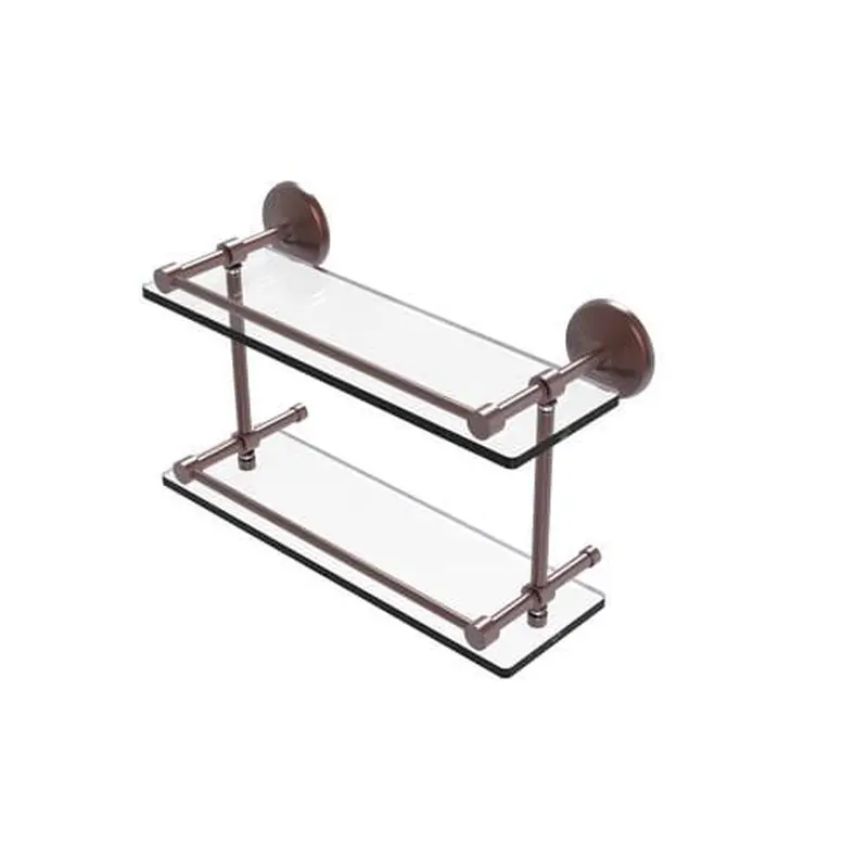 Allied Brass Monte Carlo Antique Copper 2-Tier Brass Wall Mount Bathroom Shelf