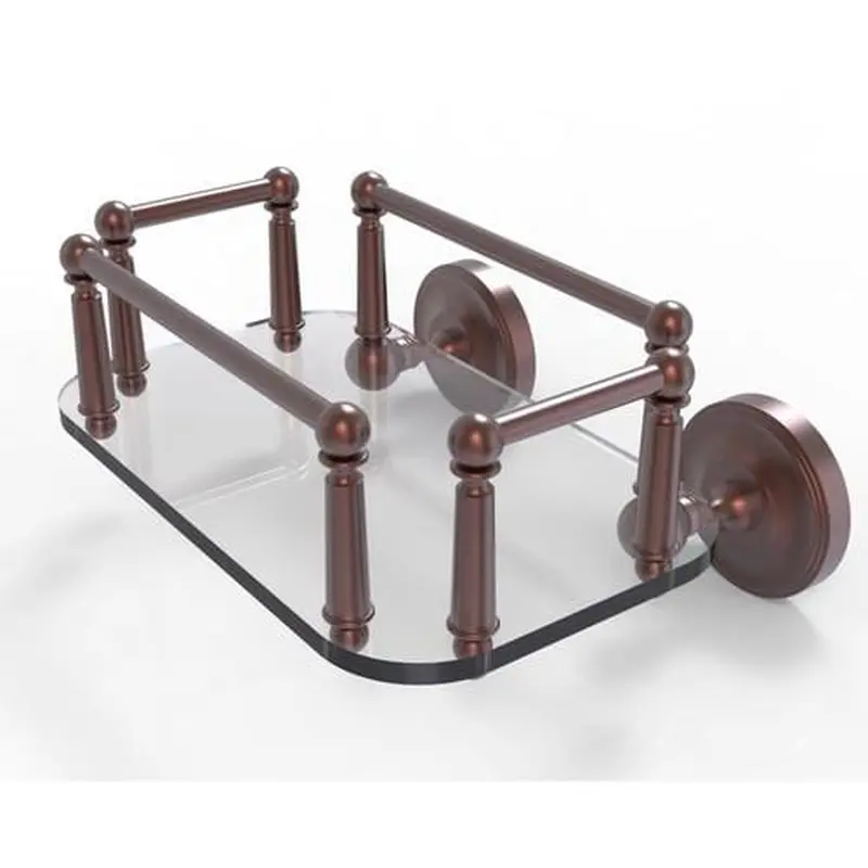 Allied Brass Prestige Regal Collection Wall Mounted Glass Guest Towel Tray in Antique Copper