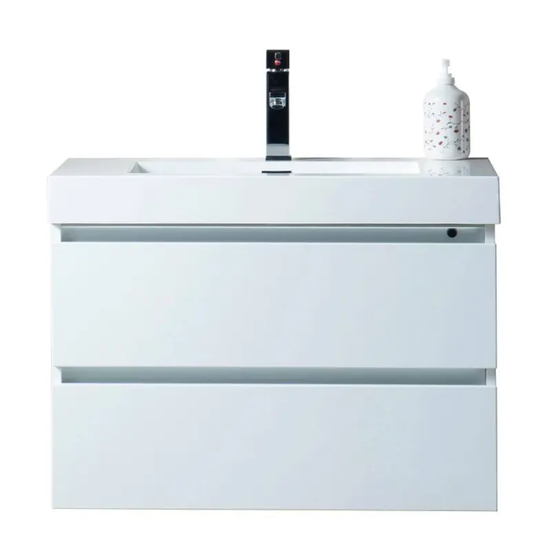 Annecy 30 in. W x 18.5 in. D x 20 in. H Bathroom Wall Hung Vanity in White with Single Basin Vanity Top in White Resin