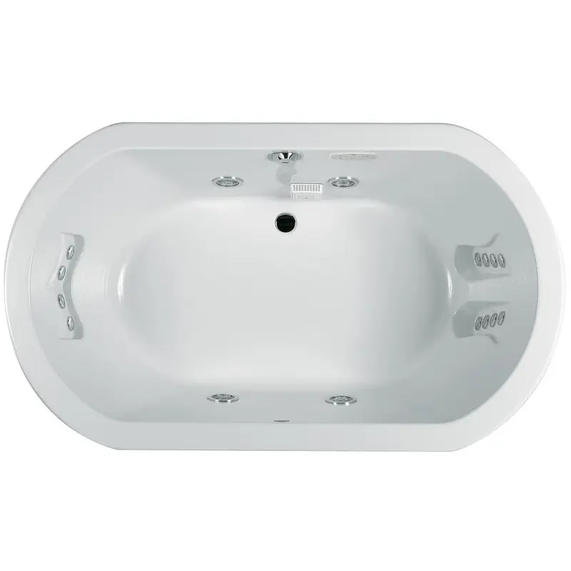 ANZA 60 in. x 42 in. Acrylic Oval Drop-in Center Drain Whirlpool Bathtub Chroma in White
