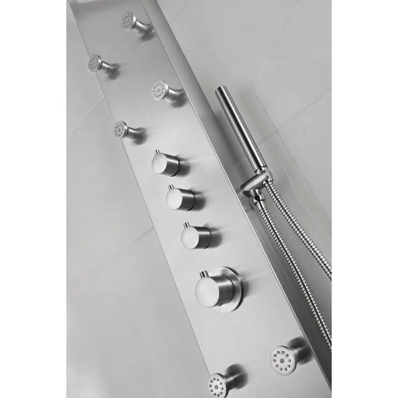ANZZI Fontan Brushed Steel 6-Spray Shower Panel System (Valve Included)