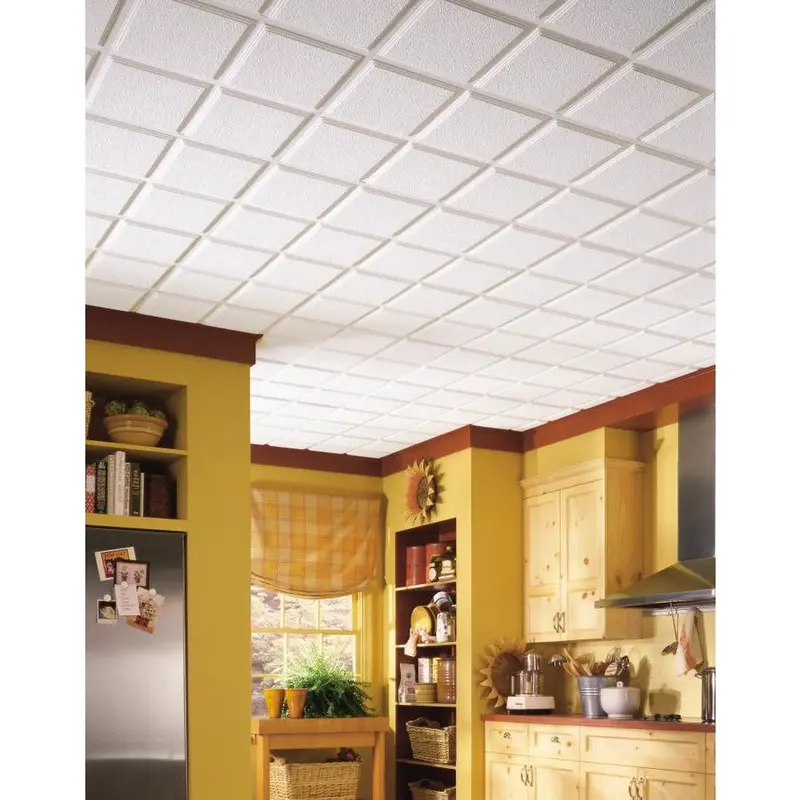 Armstrong Ceilings 24-in x 24-in Cascade 12-Pack White Patterned 15/16-in Drop Acoustic Panel Ceiling Tilessq/ft