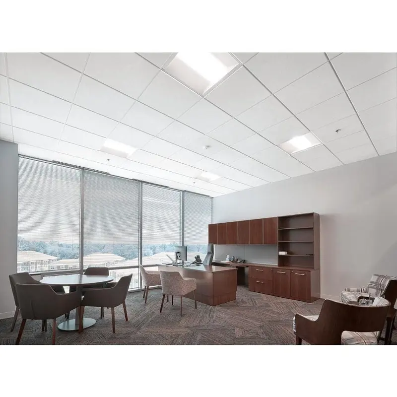 Armstrong Ceilings 24-in x 24-in Yuma White 16-Pack White Smooth 15/16-in Drop Acoustic Panel Ceiling Tilessq/ft