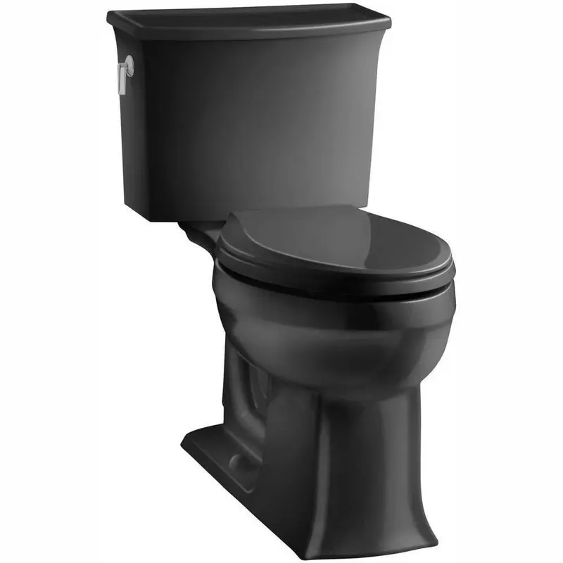 Archer Comfort Height 2-piece 1.28 GPF Single Flush Elongated Toilet with AquaPiston Flushing Technology in Black BlackElongated / Biscuit / 96.5