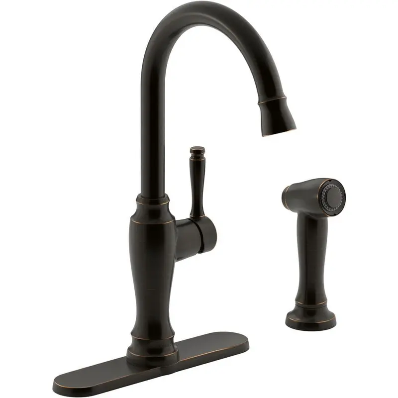 Arsdale Single-Handle Standard Kitchen Faucet with Swing Spout and Sidespray in Oil-Rubbed BronzeOil-Rubbed Bronze / 6.09 / No Sensor