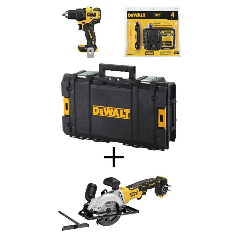 ATOMIC 20-Volt MAX Brushless Cordless 1/2 in. Drill/Driver Kit w/ Tough System Toolbox w/ Bonus Bare 4-1/2 in. Circ Saw15 / bundle