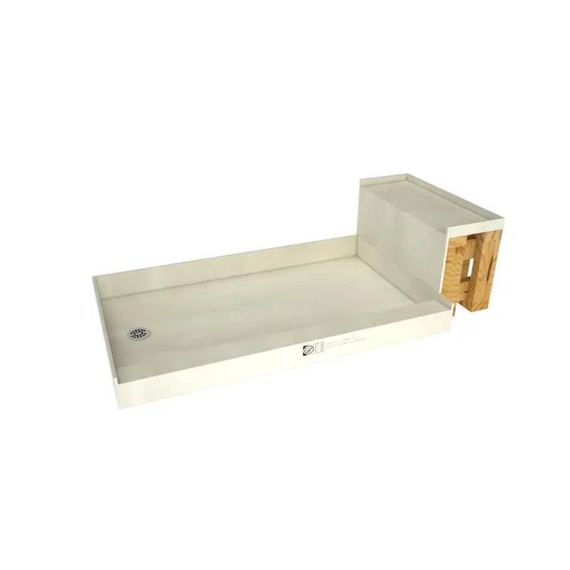 Base'N Bench 42 in. x 72 in. Single Threshold Shower Base and Bench Kit with Left Drain and Polished Chrome Drain PlatePolished Chrome / Left / 37