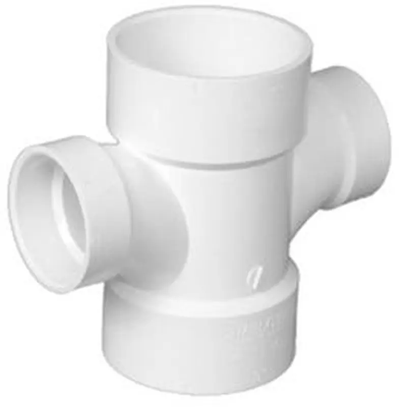 DWV PVC Pipe Fitting, Reducing Double Sanitary Tee, 3 x 2-In.