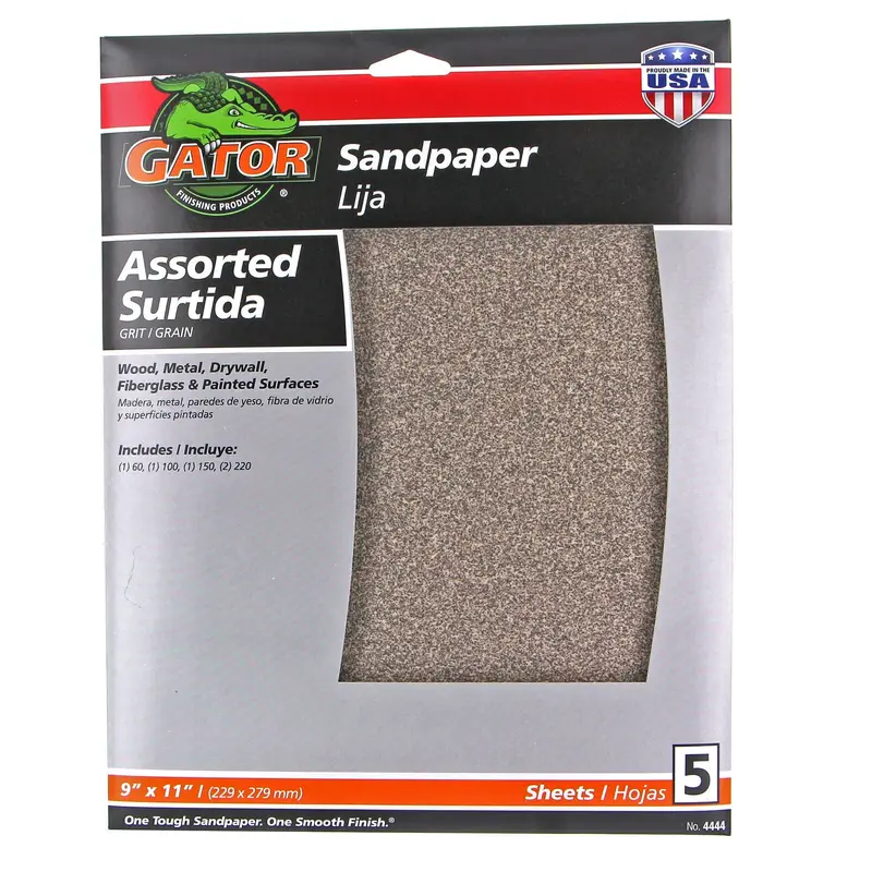 Gator's multi-purpose aluminum oxide sandpaper9" X 11" Assorted Grit