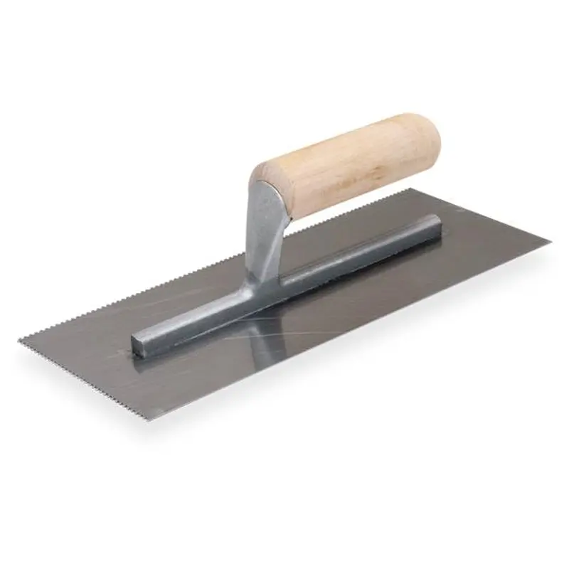 Marshalltown Notched Trowel, 4-1/2 in W x 11 in L Steel Blade Wood Handle11" x 4"