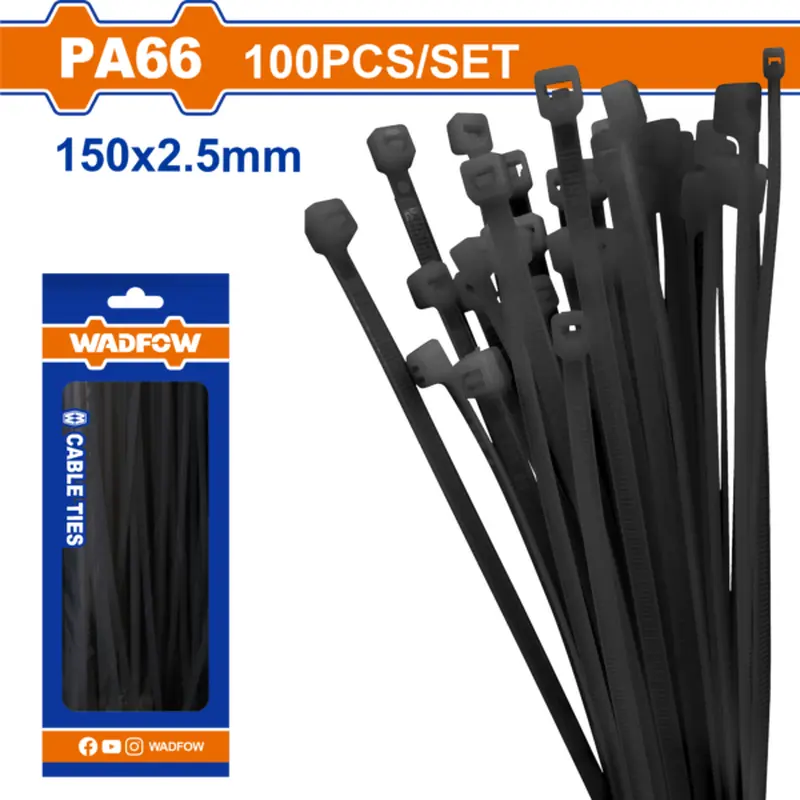 Wadfow Cable Ties Nylon 66 Black