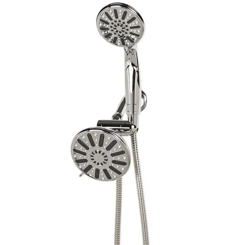 6-spray 5 in. Dual Shower Head and Handheld Shower Head in ChromeMatte Black / 1.85