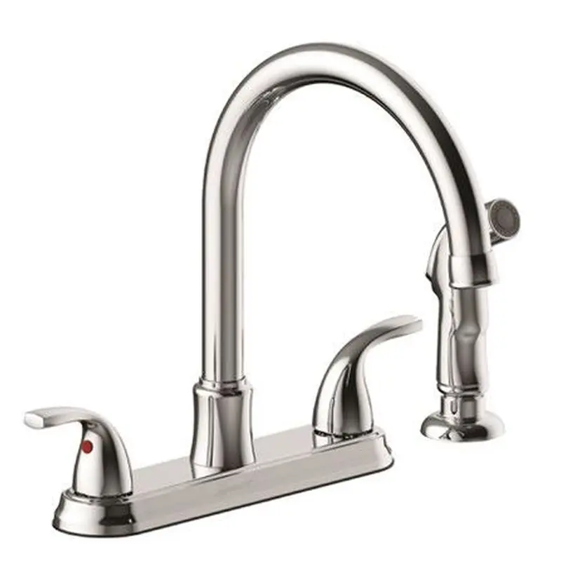 Seasons Raleigh Double-Handle Gooseneck Kitchen Faucet with Side Sprayer in ChromeChrome