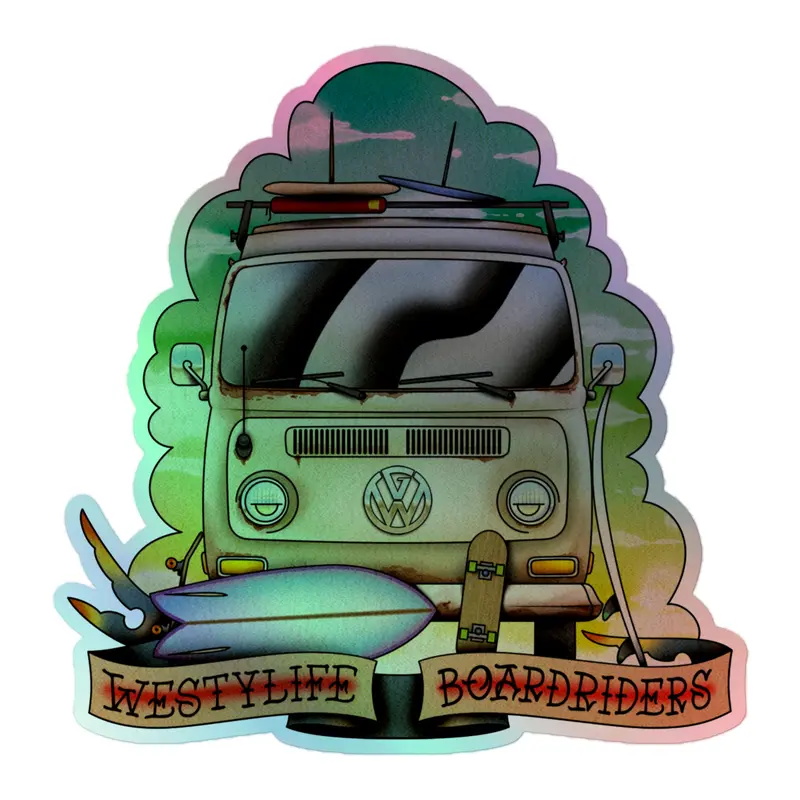 Westy Life Boardriders Front Face Holographic Sticker33
