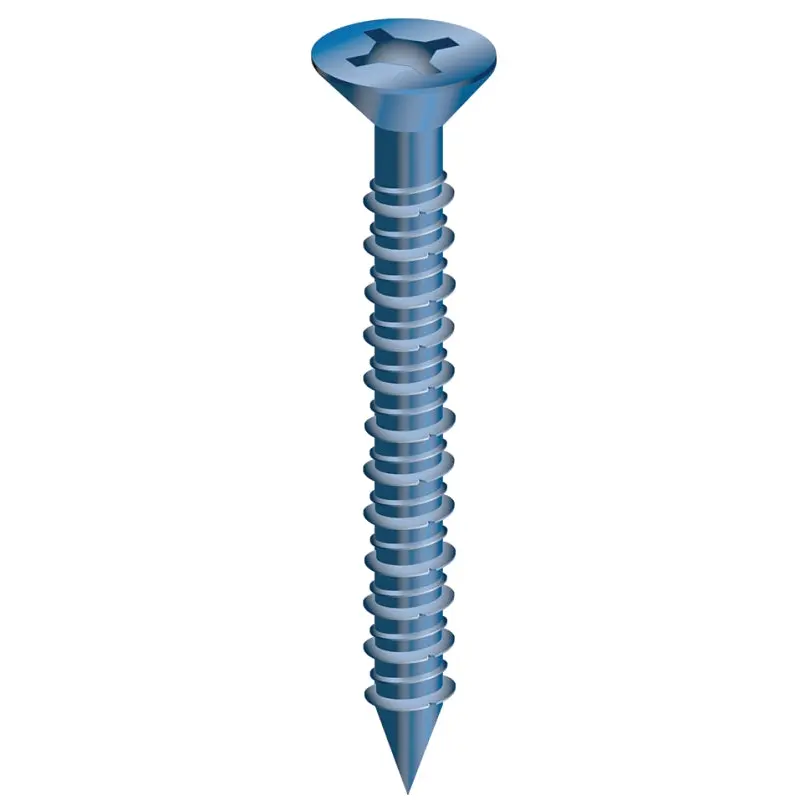 COBRA ANCHORS 621J Screw, 3/16 in Thread, 1-3/4 in L, Flat Head, Phillips, Robertson Drive, Steel, Fluorocarbon-Coated
