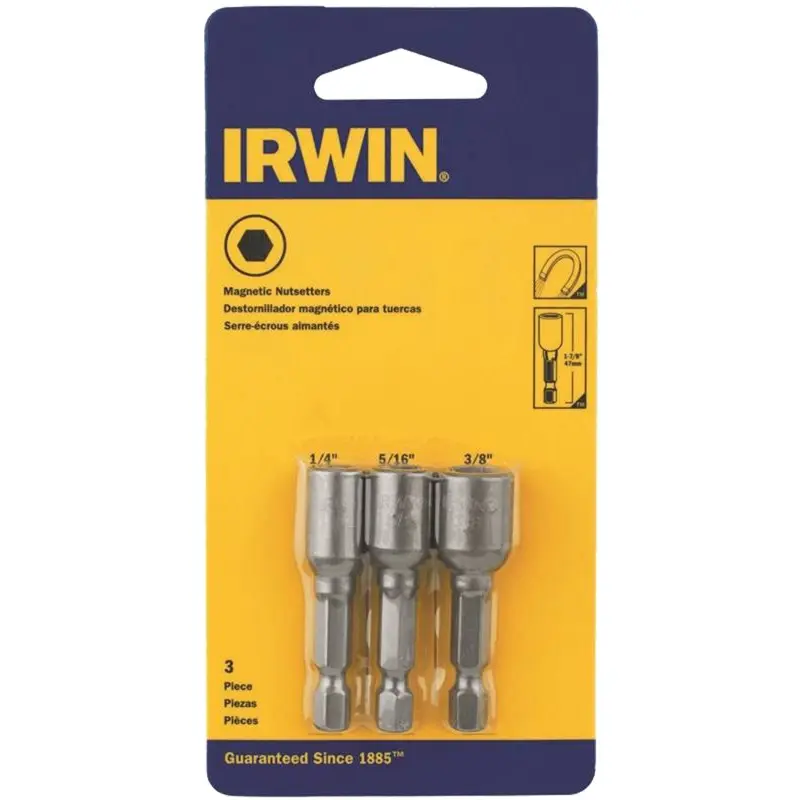 Irwin IWAF243-4 Nutsetter Set, 3-Piece, Lobular, Steel, 3/PK