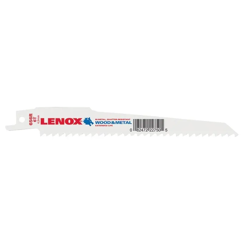 Lenox 22750OSB656R Reciprocating Saw Blade, 3/4 in W, 6 in L, 6 TPI, Bi-Metal Cutting Edge