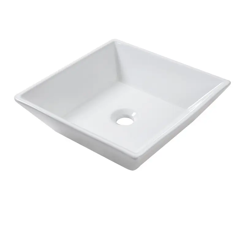 16 in. x 16 in. x 5 in. Vessel Sink in White Bathroom Ceramic Square Porcelain Sink