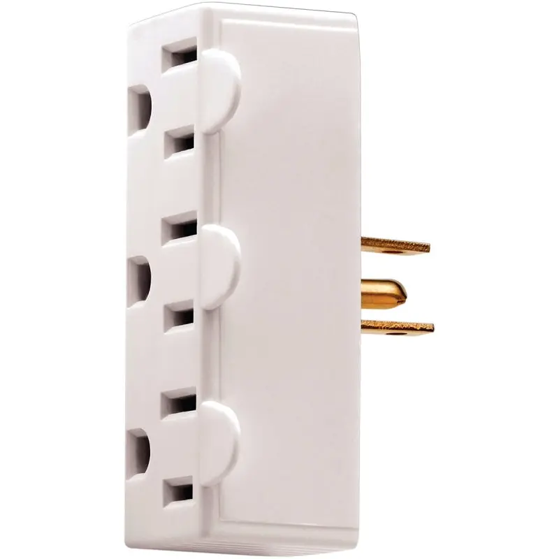 Eaton Wiring Devices BP1147W Outlet Tap, 2 -Pole, 15 A, 125 V, 3 -Outlet, NEMA: NEMA 5-15R, White