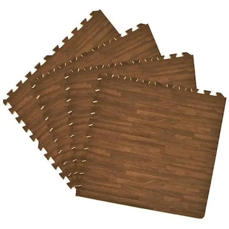 Achim Interlocking Foam Tiles 4-Pack 24-in x 24-in Walnut Wood Foam Tile Multipurpose Flooring