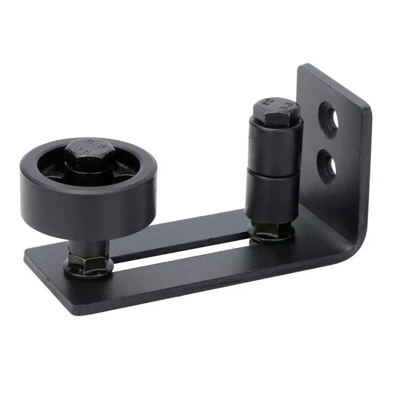 4.88 in. Black Steel Heavy-Duty Adjustable Sliding Barn Door Floor Guide Hardware (Model 1)