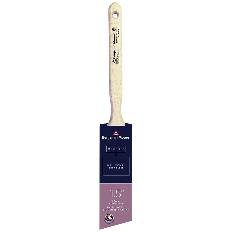 Benjamin Moore U62015-017 Paint Brush, Soft Brush, CT Polymer Bristle, Angle Sash Handle, 1/EA