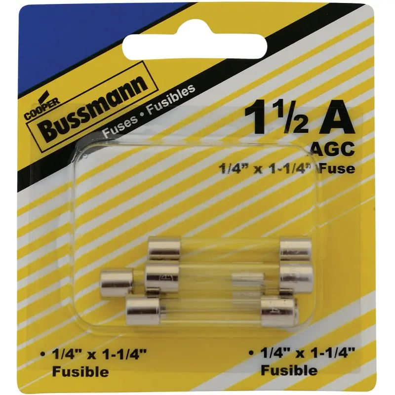 Bussmann BP/AGC-1-1/2-RP Tube Fuse, 250 V, 1.5 A, 100 A, 10 kA Interrupt