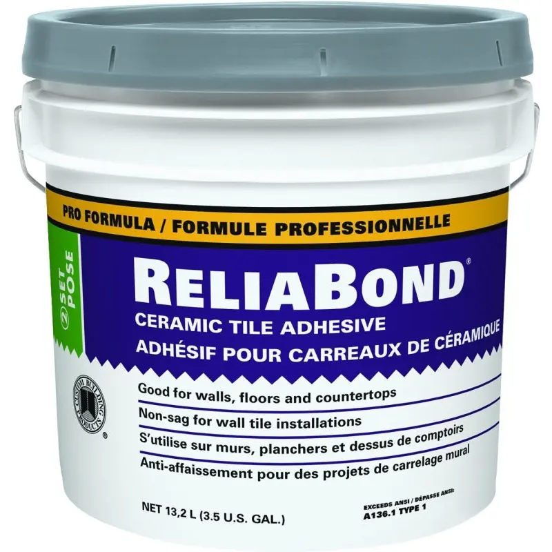 CUSTOM RBM3 Tile Adhesive, White, 3.5 gal Pail