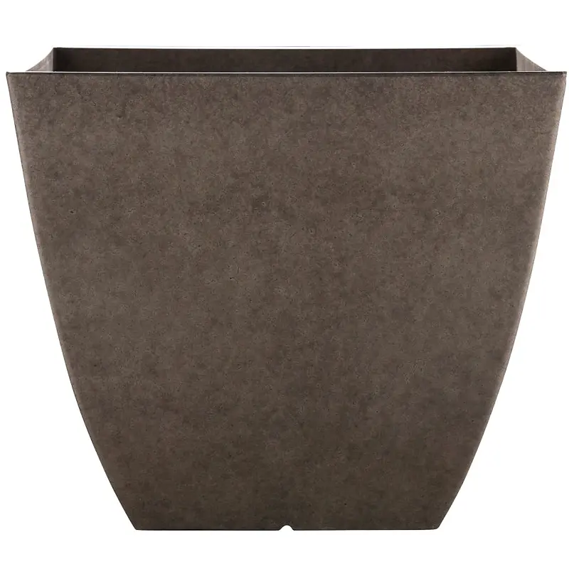 Southern Patio HDR-091677 Newland Planter, 13-1/2 in H, 16 in W, 16 in D, Square, Plastic/Resin, Gray, Stone Aesthetic